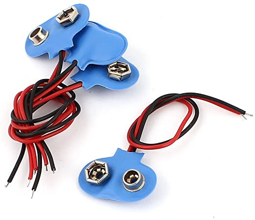 5Pcs 10cm Wire Cable 9V 9 Volt Battery Clip Connector Lead T Type Blue
