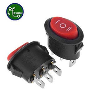 10A 250V AC SPST ON-OFF Red Oval Rocker Switch – 2pcs.