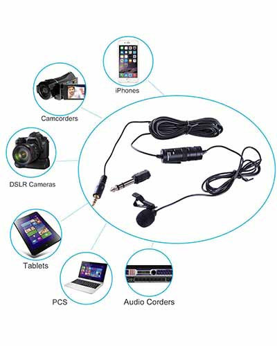 M1 Condenser Microphone, Mic Lavalier Collar Microphone for Canon Nikon DSLR Camcorder & Phone Android BY-M1 Mic